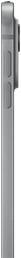 Zijaanzicht van iPad Pro in de kleur zilver, dun profiel, aluminium behuizing, volumeknoppen en pro-camerasysteem