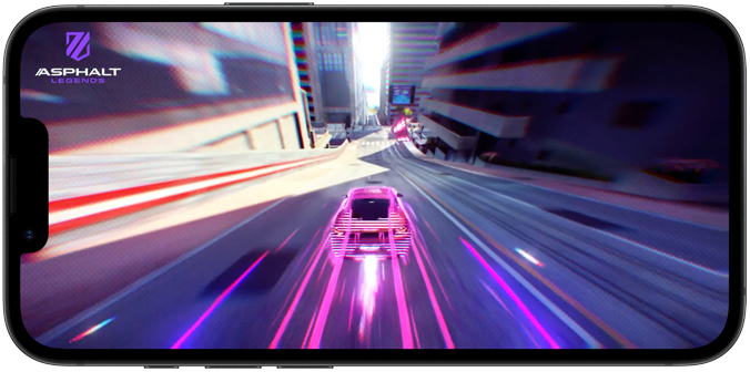 iPhone 17e waarop een racegame wordt gespeeld