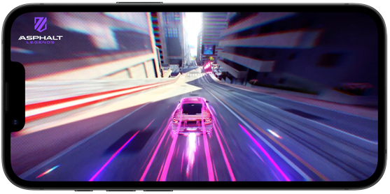 iPhone 17e waarop een racegame wordt gespeeld